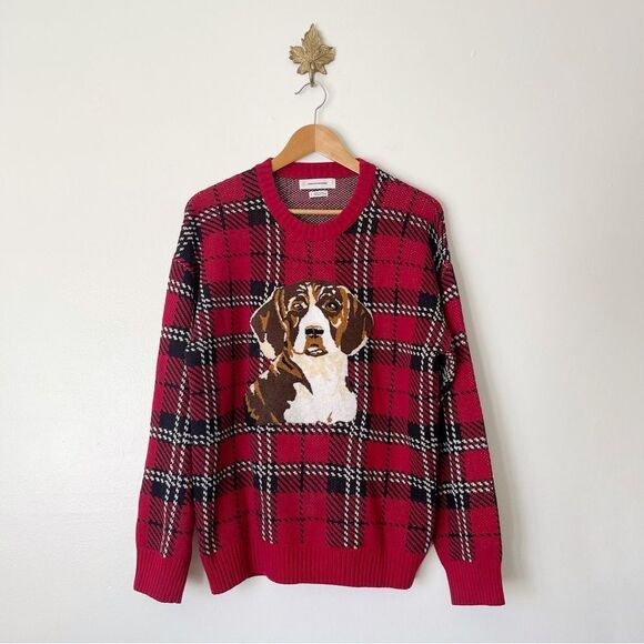 Urban Outfitters Red Plaid Crewneck sweater Unisex size Small preowned - Picture 1 of 7